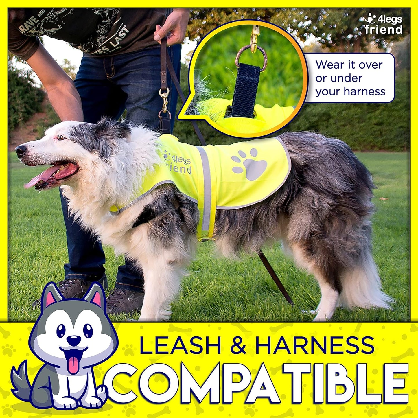 Safety Reflective Vest for Dogs - High Visibility for Outdoor Activity Day and Night, Protect Your Pet from Cars & Hunting Accidents