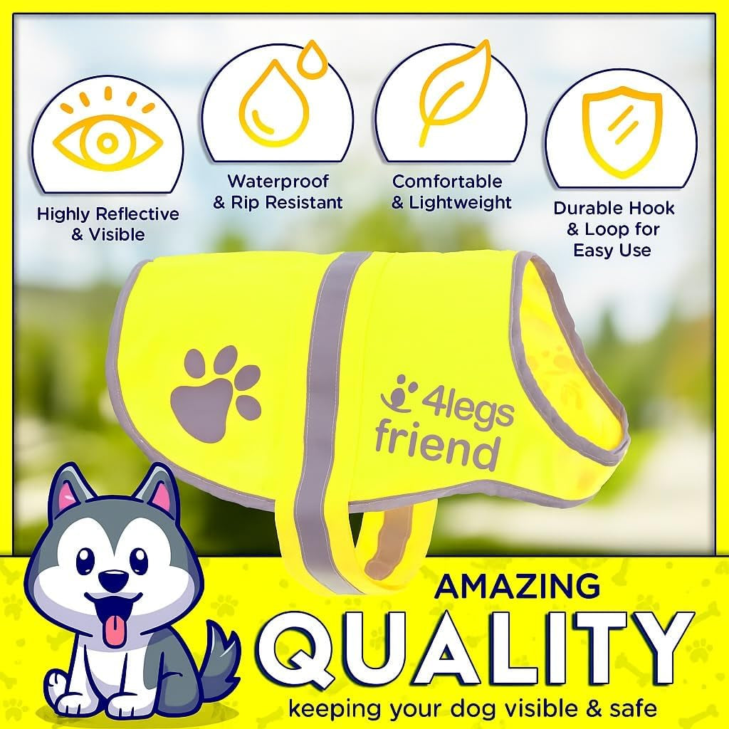 Safety Reflective Vest for Dogs - High Visibility for Outdoor Activity Day and Night, Protect Your Pet from Cars & Hunting Accidents