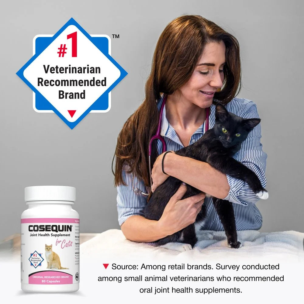 Nutramax Cosequin for Cats Joint Health Supplement, Contains Glucosamine for Cats, plus Chondroitin, and Omega-3S, Supports Joint and Skin and Coat Health, for All Sizes, 80 Sprinkle Capsules