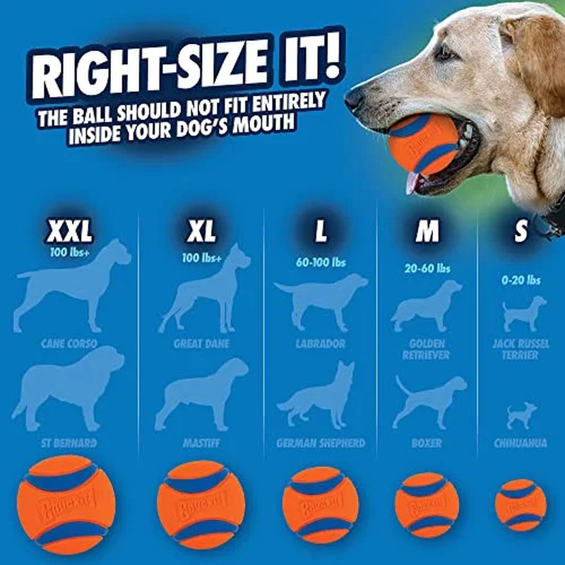 Ultra Ball Durable Rubber Fetch Dog Toy, Medium 2.5" for Medium Dogs, Pack of 2, Orange