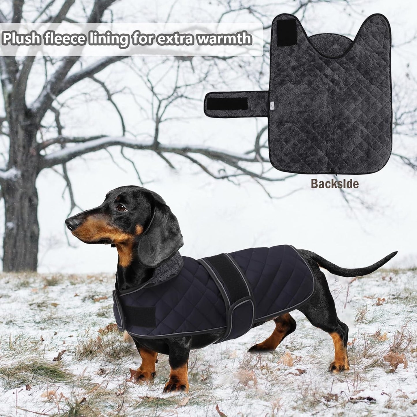 Dachshund Snuggie: The Ultimate Winter Fashion for Your Long Doggo, Complete with Fleecey Cuddles and Adjustable Snuggliness in Deep Blue - Size M