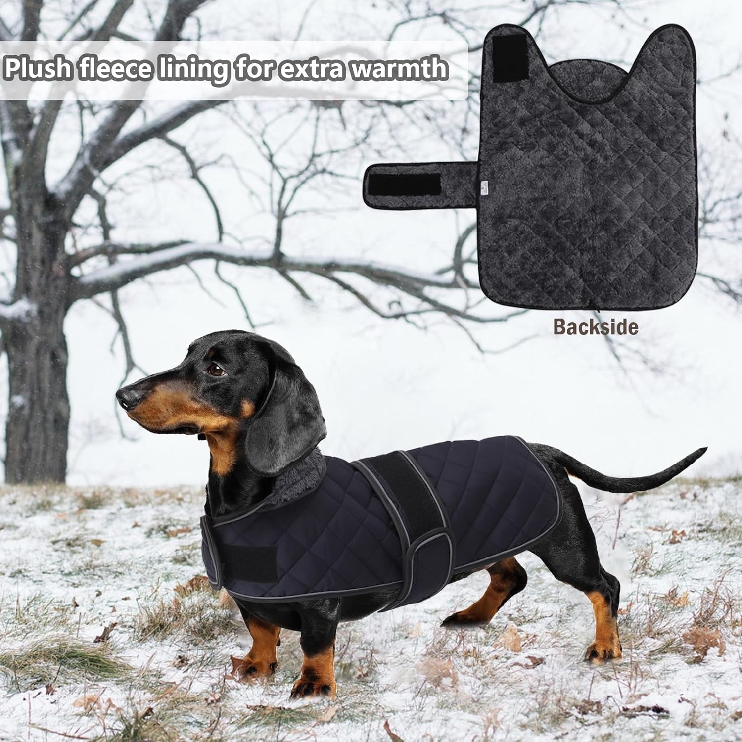 Dachshund Snuggie: The Ultimate Winter Fashion for Your Long Doggo, Complete with Fleecey Cuddles and Adjustable Snuggliness in Deep Blue - Size M