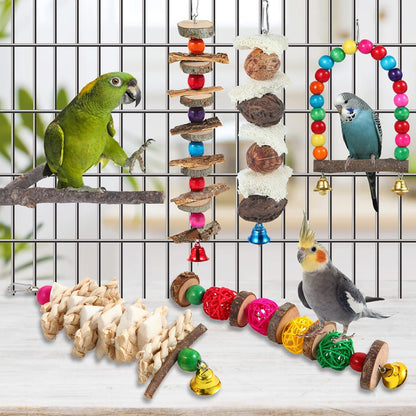 Fluffy Fiesta: 6-Pack of Chew-licious Perches and Playthings for Your Tiny Feathered Divas!