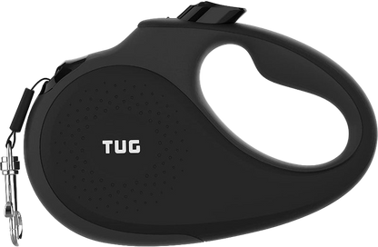 360° Tangle-Free Retractable Dog Leash with Anti-Slip Handle | 16 Ft Strong Nylon Tape | One-Handed Brake, Pause, Lock (Large, Black/Grey)