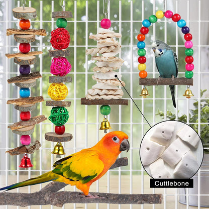 Fluffy Fiesta: 6-Pack of Chew-licious Perches and Playthings for Your Tiny Feathered Divas!