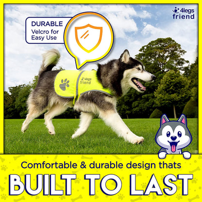 Safety Reflective Vest for Dogs - High Visibility for Outdoor Activity Day and Night, Protect Your Pet from Cars & Hunting Accidents